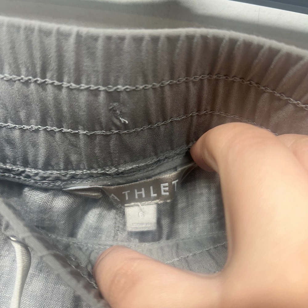 Athleta Cabo Linen Jogger Pants Grey Size 6 Stretch Waist coastal comfort beach - Picture 7 of 12